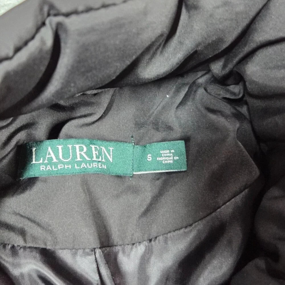 Lauren Ralph Lauren Jacket Womens Small Black Down Filled Quilted Puffer Coat